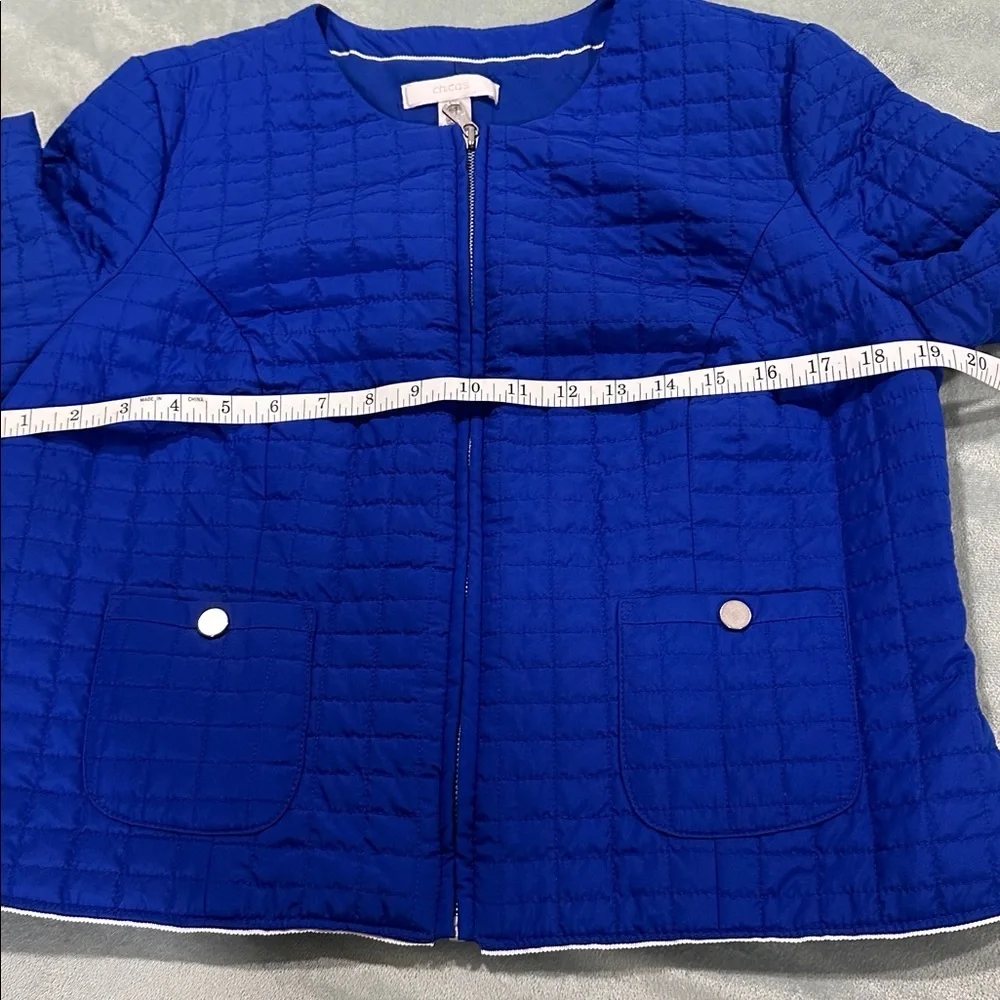 Chico's Vibrant Blue Quilted Puffer Jacket size 1 medium